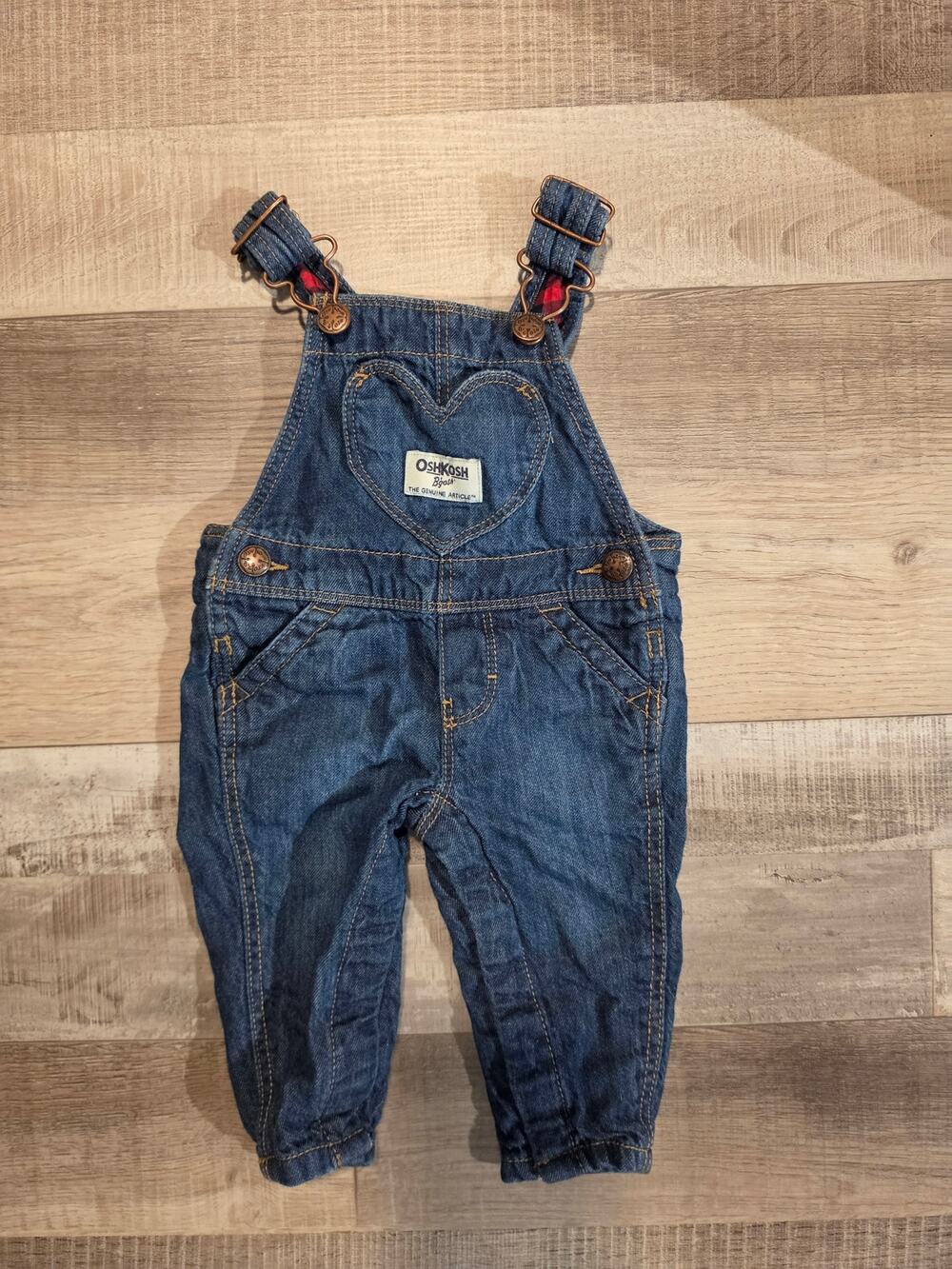 OshKosh Denim Heart Overalls 3 Months